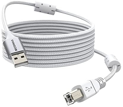 MOSWAG Langes Druckerkabel 5m Scannerkabel USB Druckerkabel USB Typ A auf Typ B Scannerkabel Hochgeschwindigkeitskompatibel mit HP, Canon, Epson, Dell, Lexmark, Brother, Xerox, Samsung und anderen