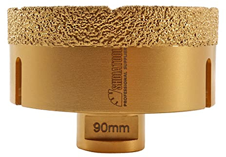 SHDIATOOL Diamond Core Drill Bit,Hole Saw Diameter 90mm M14 Thread Vacuum Brazed for Ceramic Porcelain Tile Granite Marble Masonry Brick