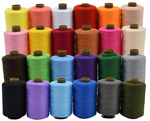 Hilos de poliéster de 24 colores para coser a mano, acolchado y a máquina, juego de 914 metros (1000 yardas) por carrete