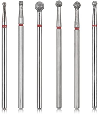 Lusofie 6Pcs Cuticle Clean Nail Bits 3/32'' Ball Head Nail Drill Bits Professional Safety Cuticle Drill Bits for Electric Nail File Gel Polishing Manicure Pedicure Tools