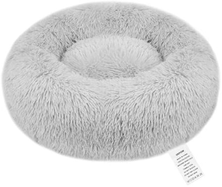 OKPOW Rundes Wolke 7 Hundebett: Waschbar Welpenbett hundekorb Fuer Mittelgroße Hunde - Flauschig hundekissen Anti Angst Katzenbett Comfy - Donut Hundebett Kuscheliges Haustierbett Plüsch