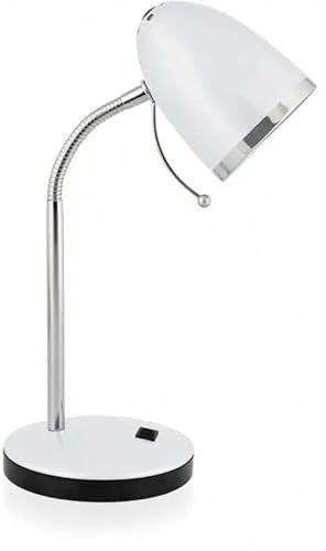 Lampe blanche de bureau, lampe de bureau rétro sans ampoule, flexo pour lire, étudier, flexo de bureau compatible avec les ampoules LED E27, 240V max, flexo pour travailler, lire et plus