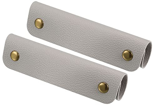 PATIKIL Bagaglio Maniglia Involucro, 2pz PU Borsa Presa Copertura Protezione Identificatore con Chiusura per Valigia Shopping Borsa, Grigio