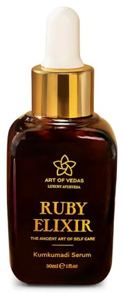 Art of Vedas Ruby Elixir - Kumkumadi Serum 30ML - Aceite Facial Ayurvédico con Azafrán para Anti-Aging y Piel Radiante, Serum Hidratante Vegano, Kumkumadi Aceite para Cuidado Facial
