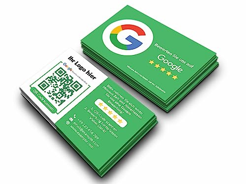 Premium Bewertungskarten personalisiert (85x55mm), Premium Papier, hochwertiger Druck, hohe Qualität, selbst gestalten für Restaurant, Unternehmen, Gastronomie & Pizzeria (Colored)