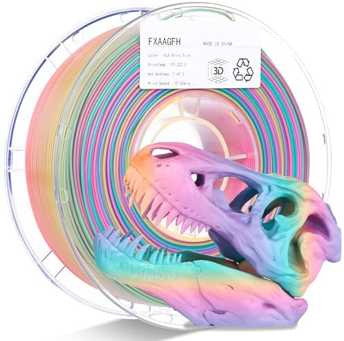 FXAAGFH Rainbow 3D PLA Printer Filament 1.75 mm, Matte 3 D PLA Printing Print Filament +/-0.03mm, 1kg/2.2lbs