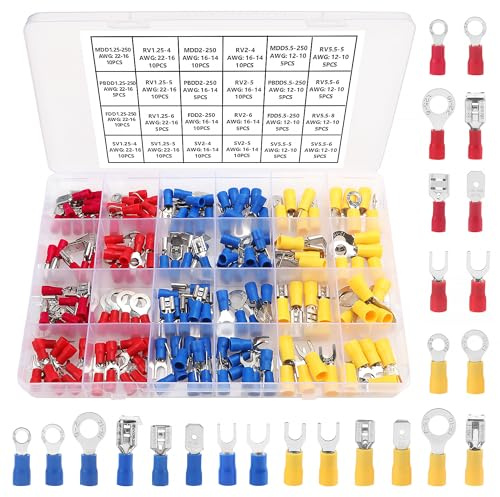 YIXISI 180 Stücke Crimp Terminals Sortiment Set, Elektrische Kabelschuhe, Quetschverbinder Set, für Elektrische Verkabelung