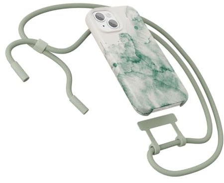 Woodcessories - Change Case, Nachhaltige Handykette abnehmbar kompatibel mit iPhone 15 Hülle mit Band Aqua Green - biologisch abbaubar