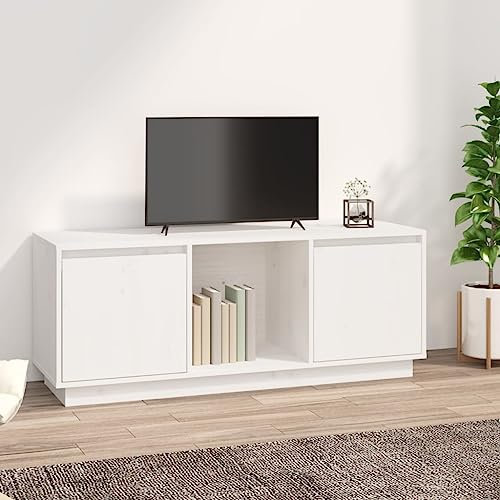 fernsehschrank Weiss,tv Board Weiss,fernsehtisch Weiss,TV-Schrank Weiß 110,5x35x44 cm Massivholz Kiefertv Sideboard,fernsehschrank,tv Board Weiss,tv Board,