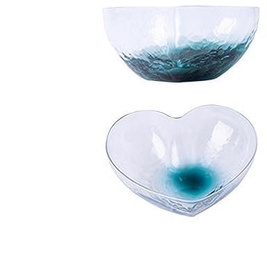 VoOqo Soup Bowls,Ramen Bowls, Heart Shaped Glass Bowl Blue Heart Snack Bowls Dessert Serving Bowl Heart Bowl for Salad Dessert,9cm,2 pcs (Color : 12cm)