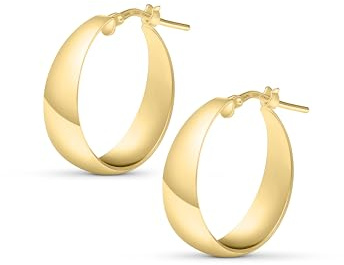 Amberta Kvinnor 925 Sterling Silver Kraftiga Creoler: Kraftiga Guld Creoler 20 mm