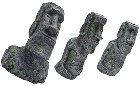 DOITOOL 3stücke Moai Statuen Aus Resin Für Aquarien Einzigartige Dekoration Für Reptilienboxen Und Fischbehälter Sicher Und Für Kreative Landschaftsgestaltung