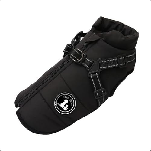 Hundejacke Winterweste Jacken Hundemantel Hundepullover Haustier Skifahren Kostüm Ärmellose Baumwolle Gepolsterte Weste Mit Brustgurt Gurt (Schwarz, L)