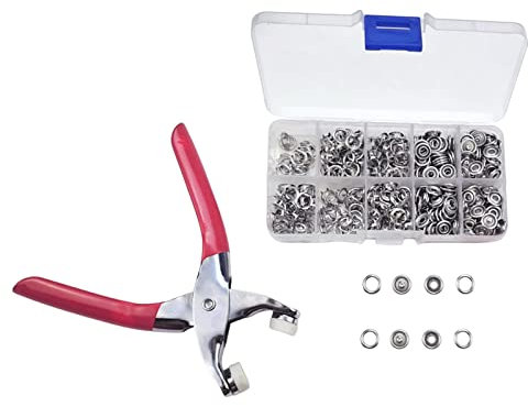 Druckknöpfe, Metall-Druckknöpfe, Druckknopf-Verschluss, 100 Sets Metall-Druckknöpfe mit Zange, 9,5 mm robuste Nieten for Basteln von Kleidung