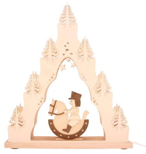 weigla - Lichterspitze original Erzgebirge I Motiv Reiterlein I Lichterbogen Weihnachten I 7 Lampenkerzen + 1 Ersatzlampe I 7 x 34 V, 3 W, E10 I beleuchtete Weihnachtsdeko innen I aus Holz