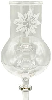 Mundgeblasenes Schnapsglas 4cl ohne Fuß mit Edelweißgravur