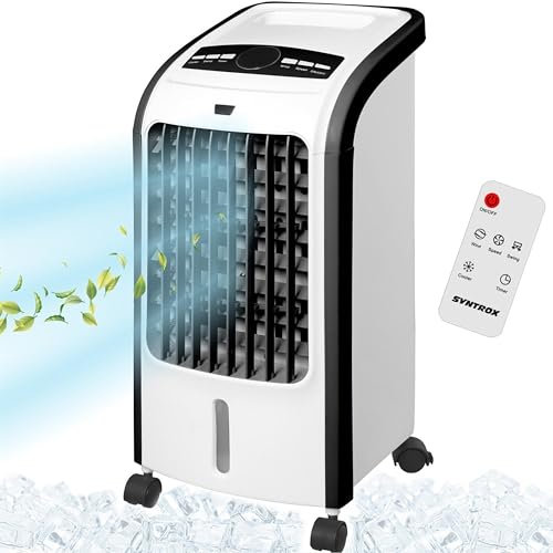 Syntrox Mobiles Klimagerät Air | Luftkühler mit Wasser | Verdunstungskühler, Lufterfrischer und Luftbefeuchter, mit Fernbedienung, gegen trockene Luft