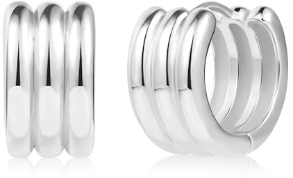 ALEXCRAFT Dicke Ohrringe Silber 925 Creolen Klein Damen Chunky Silver Earrings 925 Hoops Geschenk für Frauen Freundin Mama