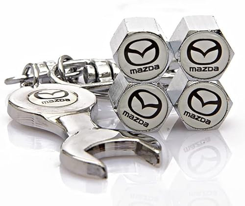 KHDWOB 4 Stück Auto Ventilkappen für Mazda Mazda6 CX-4 CX-5 CX-8, Ventilkappen mit Dichtung für stabilen Reifendruck, Dichtung Auslaufschutz Radventilkappe, Auto Zubehör,A