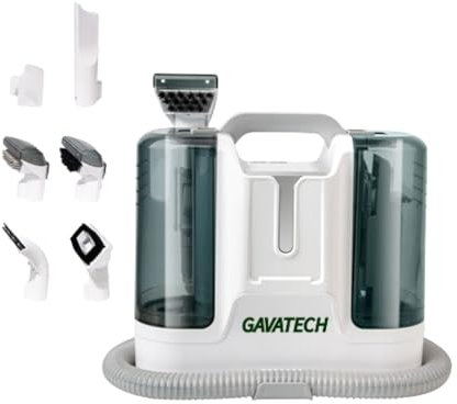 GAVATECH aspirador de tapicerias y alfombras Limpiador de manchas multisuperficie, máquina para limpiar tapicerias, sofás, moquetas, cristales.Aspiradora de agua tapiceria con 6 accesorios