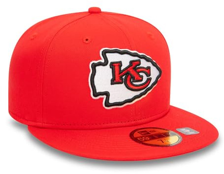 New Era 59Fifty NFL Chiefs KepsEra Herrar - fitted cap basebollkeps flat brim hatt med skärm, Sluten på baksidan Höst Sommar Vår Vinter Sommar-Vinter - 7 1/2 (59,6 cm) röd