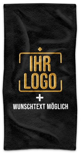 Print Royal PR Personalisiertes Badetuch mit Logo & Wunschtext - Handtuch mit Firmenlogo Bedrucken, Werbegeschenke, Verein, Abschiedsgeschenk Kollegen | Fotohandtuch, 70 x 140 cm Hochformat