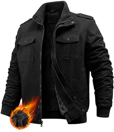 PASUDA Giacca Invernale Uomo Giubbotto Casual Calda Giacca in Pile da Uomo Militare Multitasche Giubbotto in Cotone Giubbotti Classico Antivento Jacket Invernali
