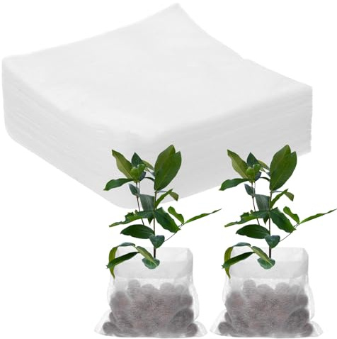 M METERXITY 200-Pack Bolsas de Cultivo para Vivero, 7.9 X 7.9 Bolsas de Vivero de Plantas No Tejidas, Bolsas de Siembra de Tela para Inicio de Semillas/Trasplante de Suelo [Blanco]