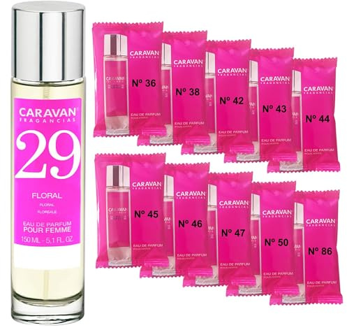 CARAVAN FRAGANCIAS Damenparfüm Nr. 29, 150 ml + Set mit 10 Flaschen mit verschiedenen Damenduften von Caravan, um neue Düfte zu entdecken
