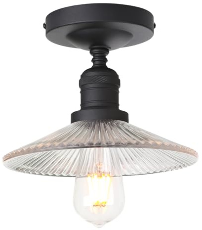 Phansthy Deckenleuchte Hängeleuchte Pendelleuchten E27 mit Glas Lampeschirme Kronleuchter für Badezimmer Loft Schlafzimmer Wohnzimmer Treppenhaus Gästezimmer Café Bar Club Hotel etc. (Schwarz Farbe)