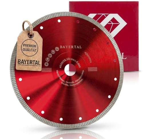 BAYERTAL® Diamanttrennscheibe 230 mm – Trennscheibe für Fliesen, Feinsteinzeug & Naturstein – Für Winkelschleifer 22,23mm Aufnahme | Fliesen scheibe | Feinsteinzeug schneiden | Naturstein schneiden