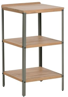 Beliani Outdoor-Kücheninsel zertifiziertes Holz braun schmal 50x50 cm mit Regalen Ivrea