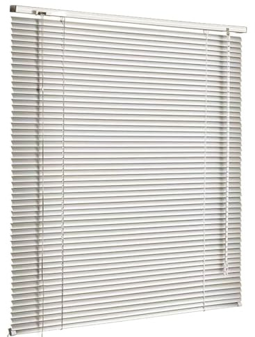 Veneziana Tende in Alluminio, Veneziane da Interno/Esterno Senza Forare 90 100 110 120 130CM 25mm Lamelle Veneziana Finestra Oscurante per casa, ufficio, bagno Finestra Privacy(Argento)