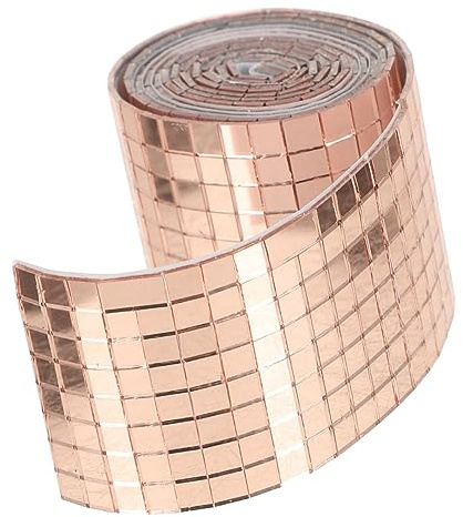 HAPINARY Adesivi Murali Impermeabili Specchi di Vetro Piastrelle Autoadesive 1464 Pezzi per Decorazioni Casa Ufficio Bagno Effetto Mosaico Rosa Oro