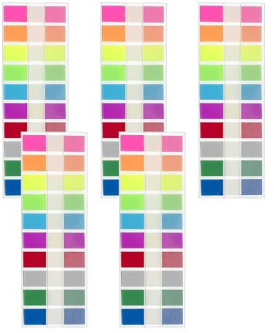 1000 Unidades Notas Adhesivas, Marcadores Adhesivos Colores Marcapaginas Adhesivos Transparentes Marcadores de Página Notas Adhesivas de PET para Marcadores Estudio Oficina, 10 Colores