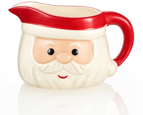Zhehao Santa Claus Gravy Boat - Christmas Dinner Gravy Server, 17oz Ceramic Boat & Pitcher for Thanksgiving and Holiday Festive Gatherings, Unique Christmas Gift Idea