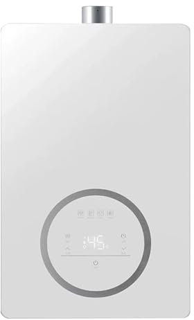 Scaldabagno a Gas Istantaneo da 16 Litri, Scaldabagno Istantaneo per Interni con Controllo Intelligente Della Temperatura e Display a LED per Uso Domestico(White)