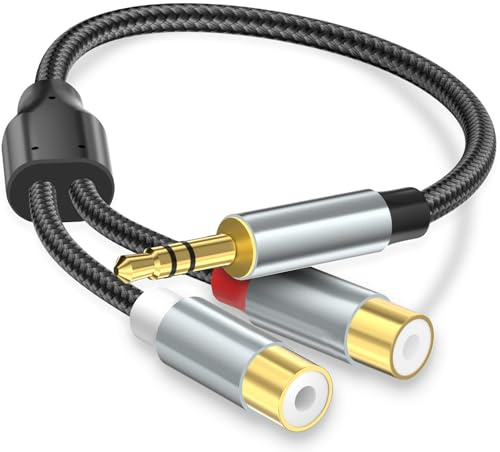 Tanzato Stereo Cinch Audio per Adattatore Jack - Connettore Jack 3,5mm a 2x Phono Cinch Compatibile con Smartphone, MP3, Tablet, Altoparlanti, Dispositivi HDTV