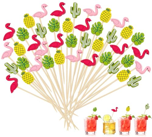 HUNIEE 120 Cocktailspieße Holspieße Partyspieße 12 cm - Cocktail Deko Sticks und Zahnstocher Holz für Fingerfood Spieße zur Party Geburtstag Bar Dekoration