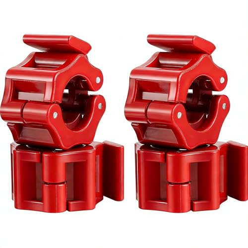 4pcs Barbell Clamps Collar,1 Inch Non-Slip Weight Clamp Quick Release Lock Collar Clamp Locking Plates Clips for Weightlifting Cross Fitness Strength Training,Fitness Strength Training (4 Reds)