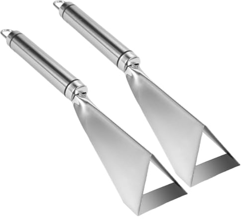 Lurrose Coltello per Intaglio Frutta in Acciaio Inox 2 Pezzi Pelapatate Portatile, Taglierina Sagomatrice per Verdure, Utensile da Cucina Compatto Gancio Salvaspazio per Uso Domestico