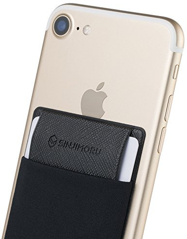 Sinjimoru Fabric Minimalist Wallet for iPhone, Stick on Phone Card Holder Functioning as Card Sleeves for Mobile Phones. Sinji Pouch Flap, Grey