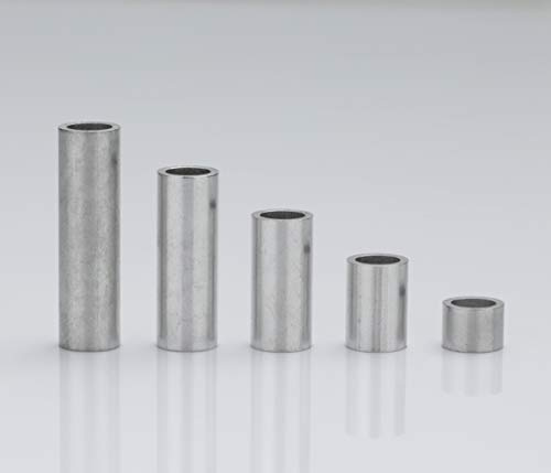 Aluminium Abstandshülsen, Distanzhülsen – ohne Innengewinde, M5 Schrauben beweglich durchsteckbar – 7 x 5 x 1 mm (Außen x Innen x Wandstärke) – 5 Stück, Länge 10 mm
