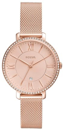 Fossil Jacqueline Damenuhr, Quarz-Dreizeigerwerk mit Edelstahlarmband