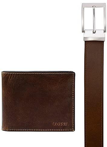 Fossil Geldbörse für Herren Derrick, Leder Bifold Dunkelbraun 11,4 cm (L) x 1,6 cm (B) x 9,2 cm (H) MLG0658201