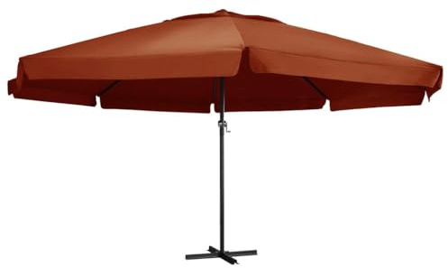 vidaXL Sonnenschirm mit Aluminium-Mast Kurbelsystem Ampelschirm Marktschirm Gartenschirm Balkonschirm Terrassenschirm Schirm 600cm Terrakotta-Rot