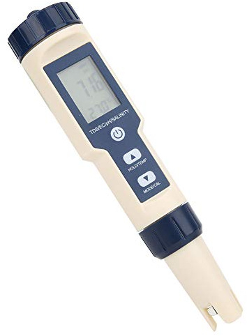 EZ-9909 5 in 1 PH-Messgerät Funktion Wasserqualitäts-Messgerät PH-Salinität EC-Tester mit LCD-Hintergrundbeleuchtung 183 X 37 X 37 Mm