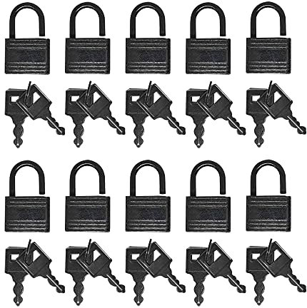 10 mini lucchetti per il diario di piccole dimensioni, colore nero, con chiavi per bagagli, borsa del computer portatile, armadietto, 10 pezzi