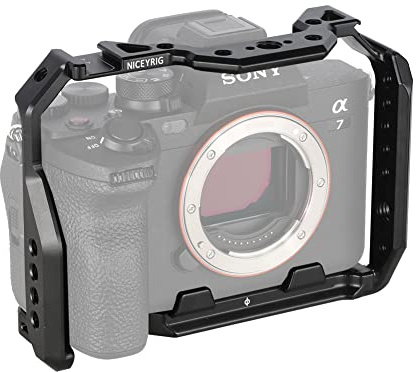 NICEYRIG Compact Cage for Sony Alpha 7V / 7R V/Alpha 7 IV/Alpha 7S III with NATO Rail Double Cold Shoe - 497