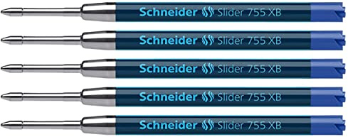 Schneider 175503 Slider 755 Kugelschreibermine (ViscoGlide-Technologie, dokumentenecht, XBExtrabreit) blau (5er Pack, Extrabreit, blau)
